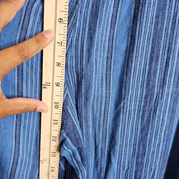 Indigo Rein Linen Blend Belted Cropped Pants Wide-Leg Blue Striped Women's Large - Picture 5 of 9